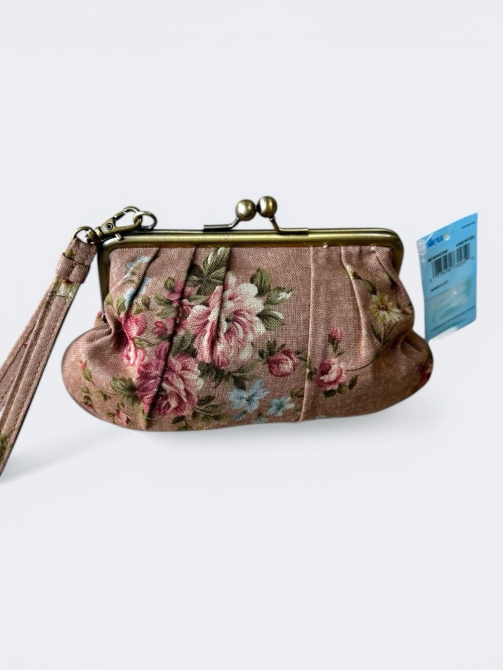 NWT Bleu Floral Tapestry Kiss-Lock Clutch & Wristlet - Rose